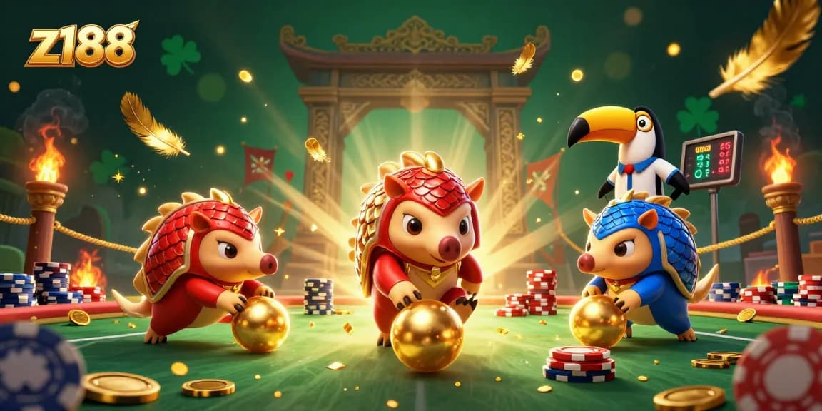 Spin and win with z188 as competing pangolins clash in a vibrant casino showdown!