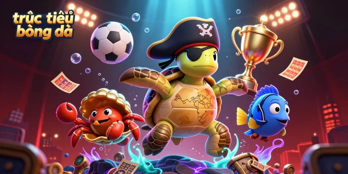 Engage in trực tiếp bóng đá with exciting sports visuals, trophies, and betting elements in a dynamic scene.