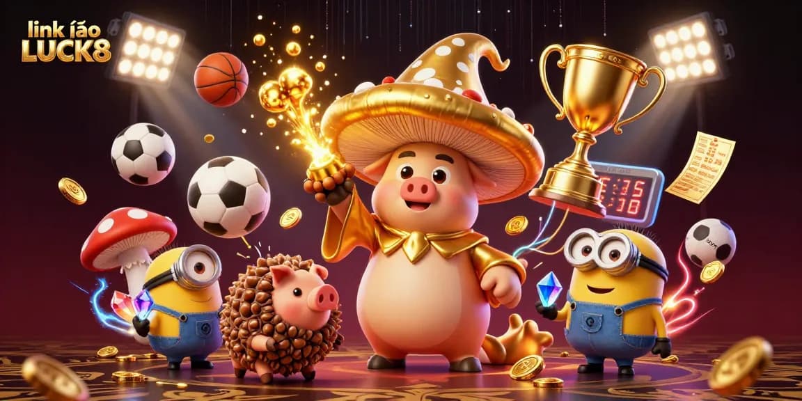 Experience the excitement of link vào LUCK8 with this dynamic casino scene featuring sport elements and a magical twist.