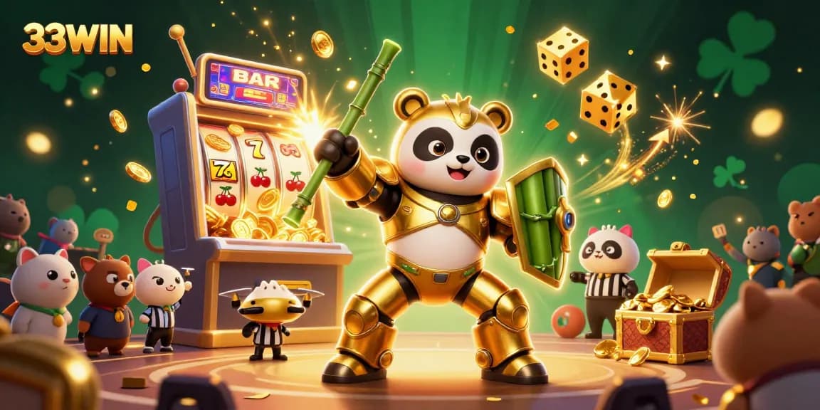 Experience thrilling wins at 33WIN with vibrant casino scenes featuring engaging characters and dynamic game elements.