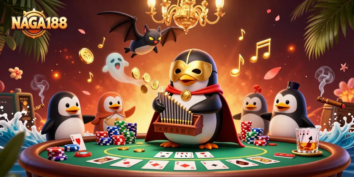 Menghadirkan NAGA188, kasino online terkemuka dengan penguin phantom yang menampilkan permainan poker dinamis.