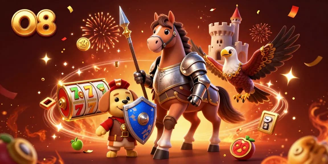 Experience immersive gaming at O8 with our vibrant 3D casino illustration, showcasing excitement and rich rewards.