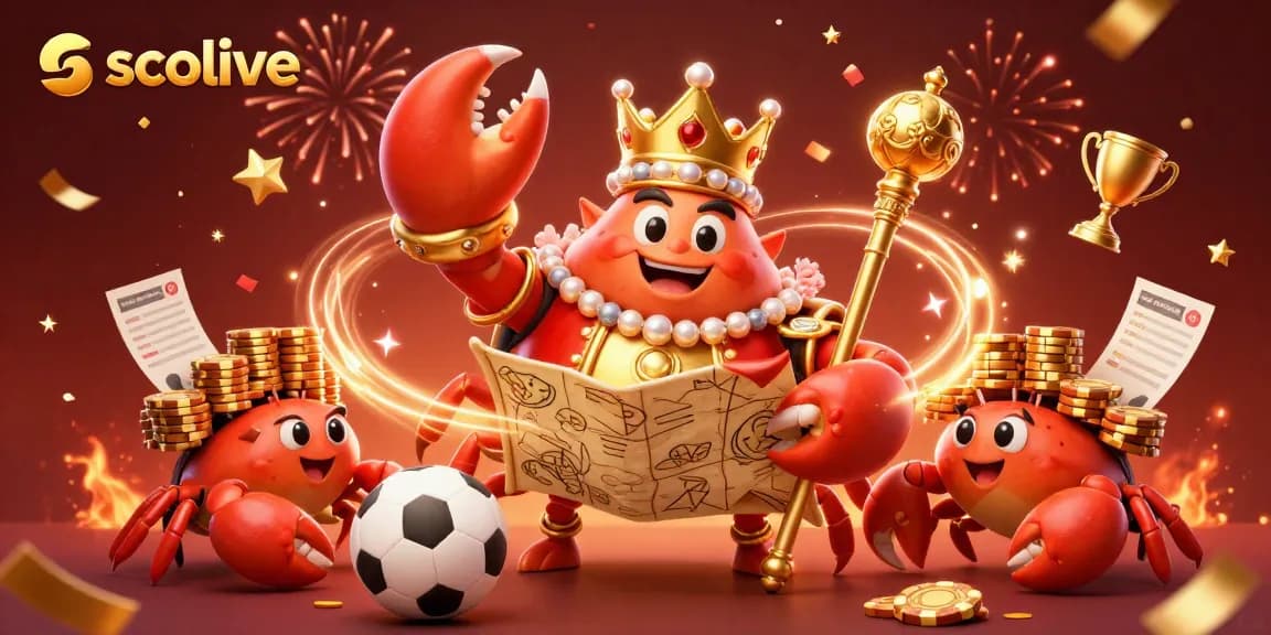 Socolive offers vibrant sports betting visuals, featuring a golden crab emperor leading energetic gameplay with stunning graphics.