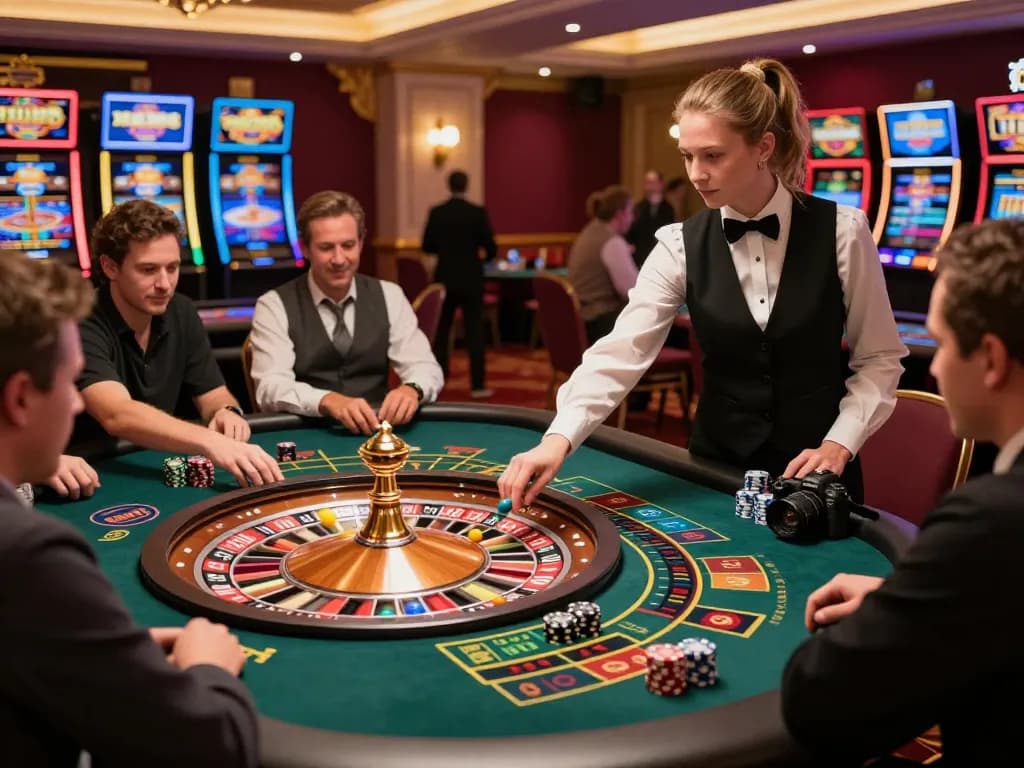 Players enjoying a lively game at xin88's roulette table, capturing the excitement of betting.