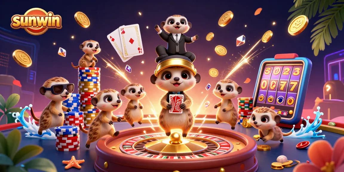 Experience the excitement of sunwin with meerkats running a captivating casino operation in dynamic 3D.