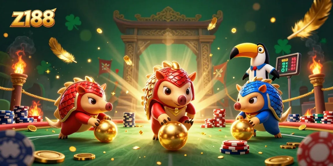 Spin and win with z188 as competing pangolins clash in a vibrant casino showdown!