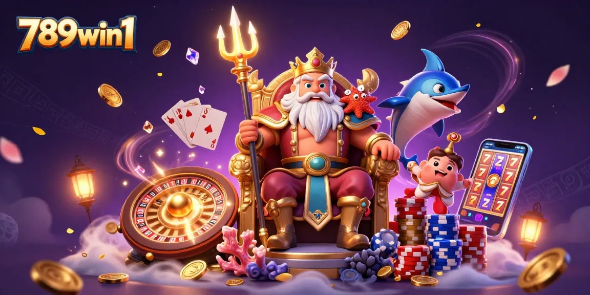 Experience thrill and excitement with 789win1's vibrant casino adventure illustration.