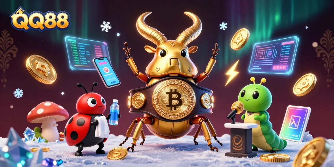 Experience thrilling gameplay at QQ88 with a vibrant 3D illustration showcasing a dynamic casino showdown.