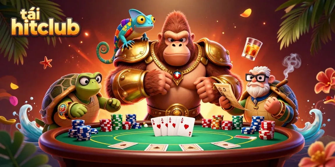Engage in exciting gameplay by tải hitclub with our powerful characters in a vibrant casino scene.