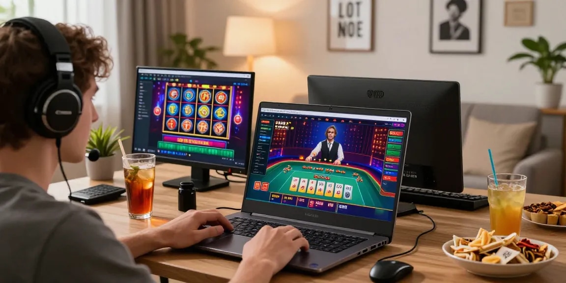 Giovani impegnati nel gioco online con un laptop, che mostrano giochi di siti non AAMS in un accogliente ambiente domestico.