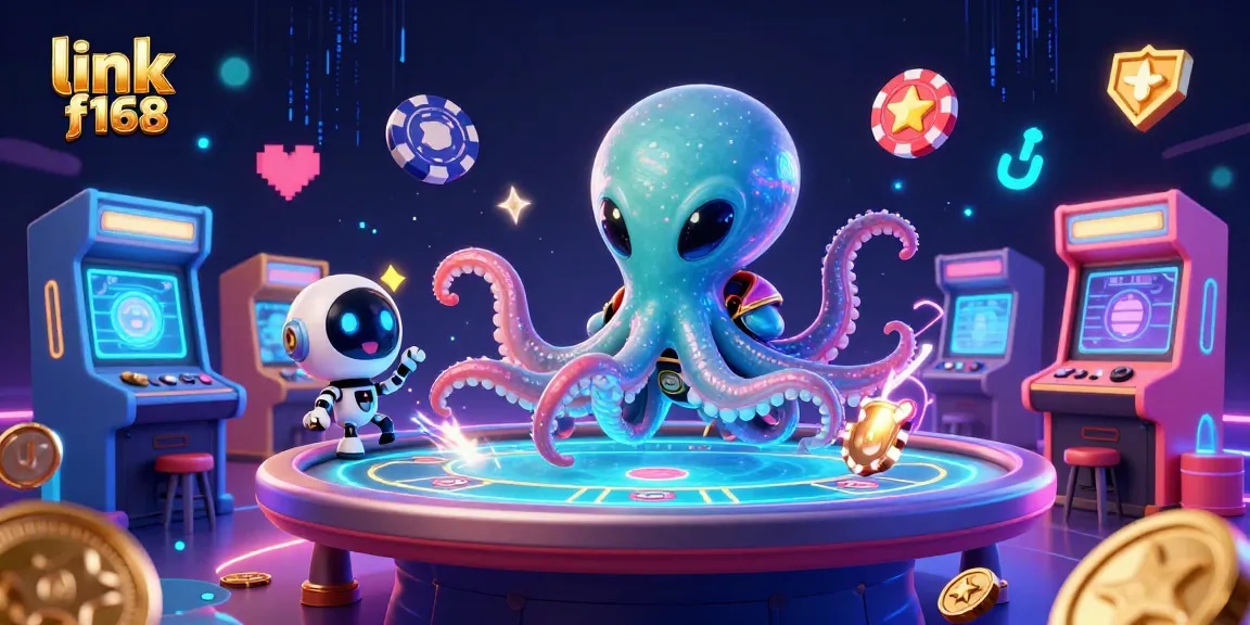 Experience thrilling gameplay at link f168 as an alien octopus plays poker with dynamic casino elements.