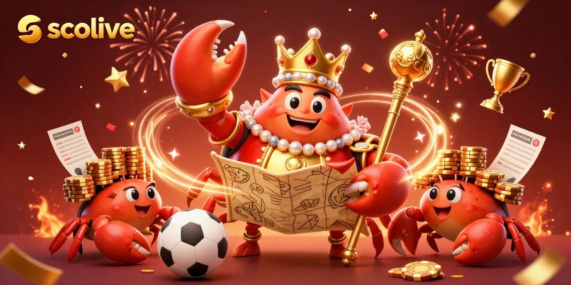 Socolive offers vibrant sports betting visuals, featuring a golden crab emperor leading energetic gameplay with stunning graphics.