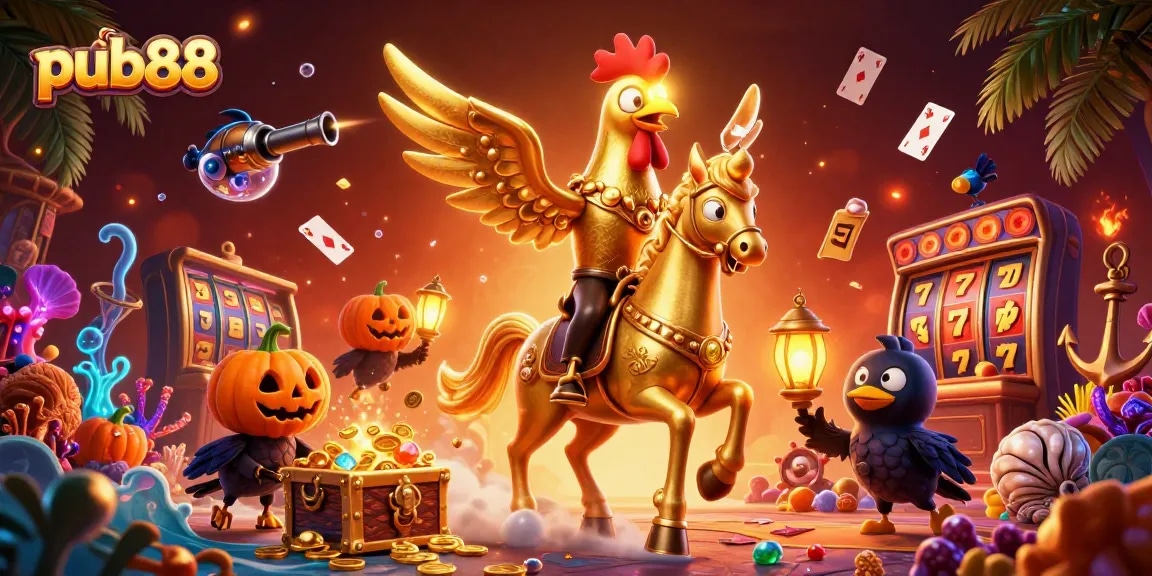 Experience thrilling slot action at pub88 with vibrant characters and dynamic casino elements.