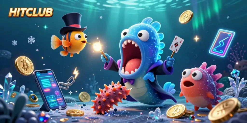 Engage in winning strategies at HITCLUB with captivating card tricks in a vibrant underwater casino.