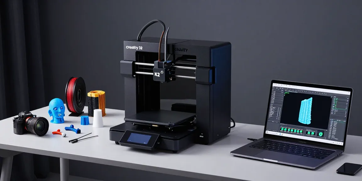 Creality 3D printer showcasing advanced printing capabilities and digital innovation as part of a modern tech workspace.