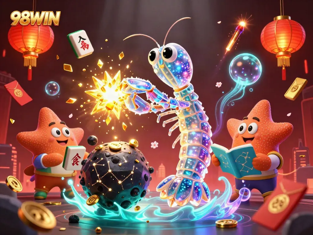 Experience the thrill of winning at 98WIN, showcasing vibrant gaming elements and dynamic characters.
