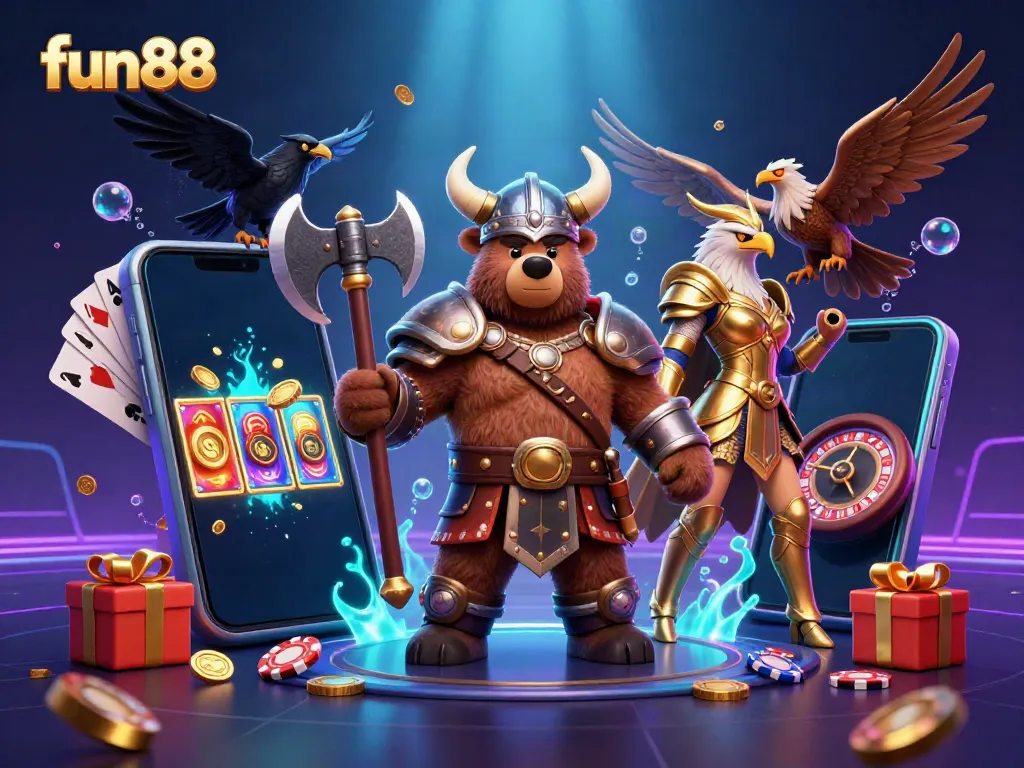 Experience excitement at fun88 with 3D gaming characters and dynamic online casino elements.