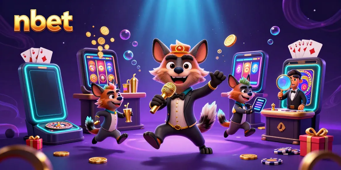 Experience the vibrant energy of nbet in this 3D illustration featuring hyenas at a comedy casino.