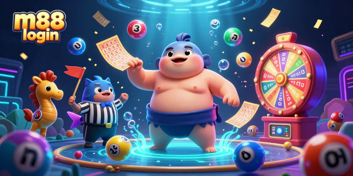 Engage with the vibrant m88 login scene showcasing lively characters in a colorful gambling underwater world.