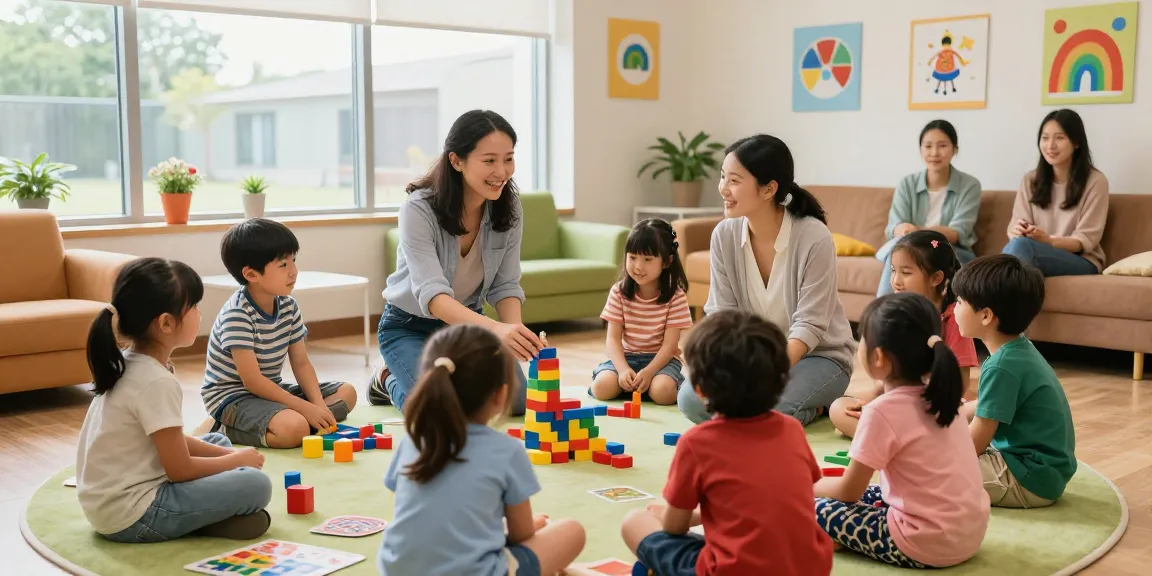 Children engaged in a social skills program for autism Burlington, fostering friendship and connection in a supportive therapy environment.