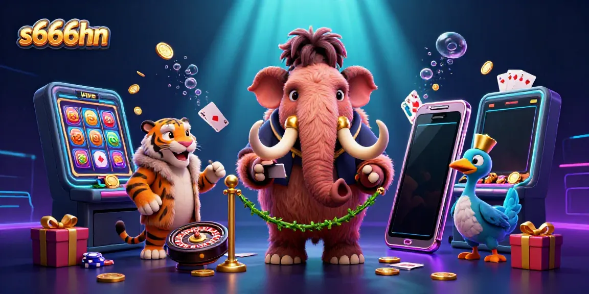 Experience thrilling gaming with s666hn in a vibrant 3D casino scene featuring unique characters and action.