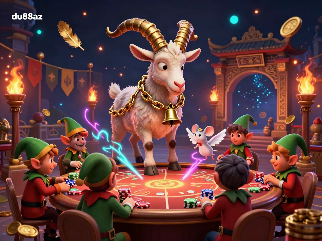 Experience thrilling casino action at du88az with a Krampus goat managing a festive gambling scene.