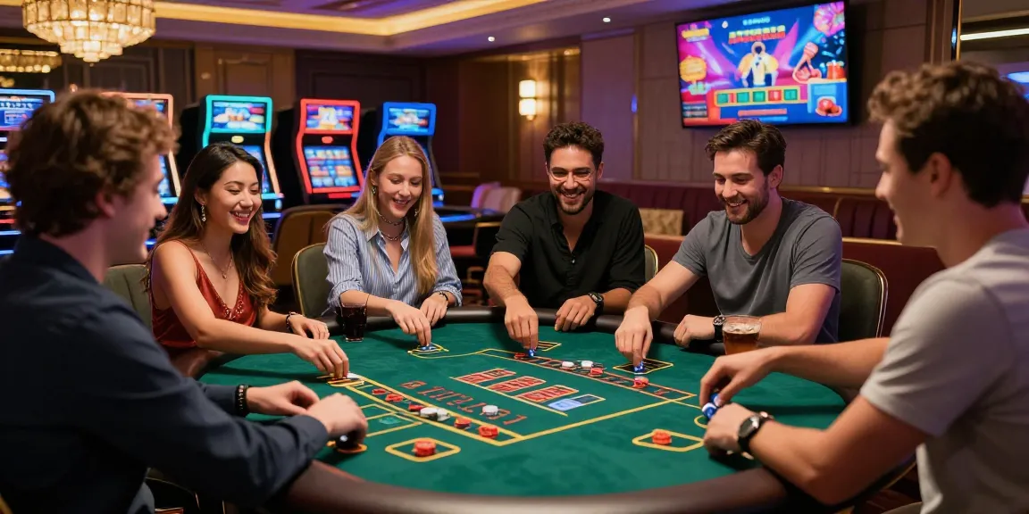 Exciting gaming moment at IWIN blackjack table in a vibrant casino atmosphere
