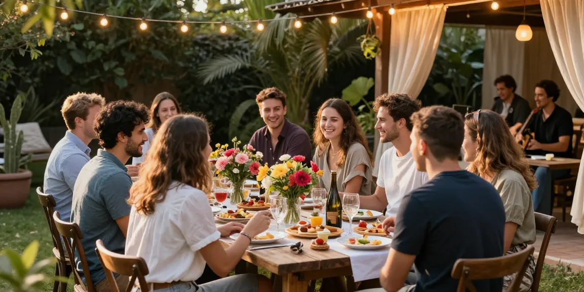 Gathering for entertaining blogs with friends around a beautifully set outdoor table.