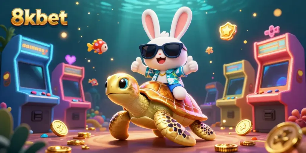 Experience vibrant gaming with 8xbet's whimsical characters in an underwater casino world.