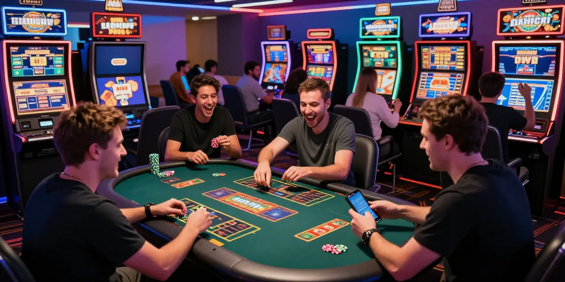 Diverse players enjoying online gaming experience at https://du88az.net/ with an engaging atmosphere and modern casino setup.