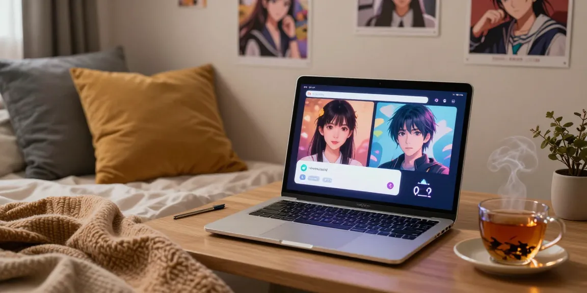 Engaging with AI NSFW character chat in a cozy bedroom setting