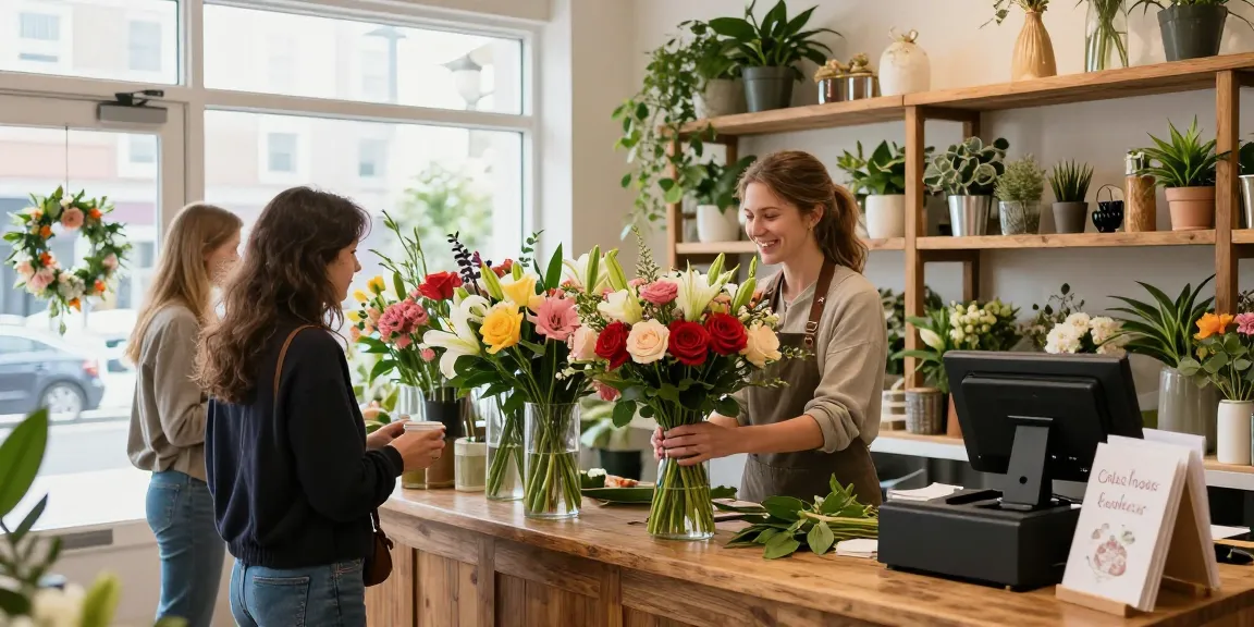 North Edmonton florist creating vibrant bouquets in a charming shop.