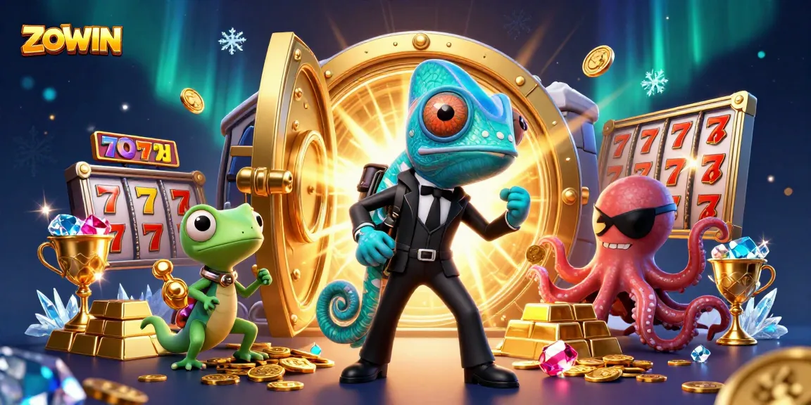 ZOWIN players engaging with online slots and jackpots in a vibrant casino atmosphere