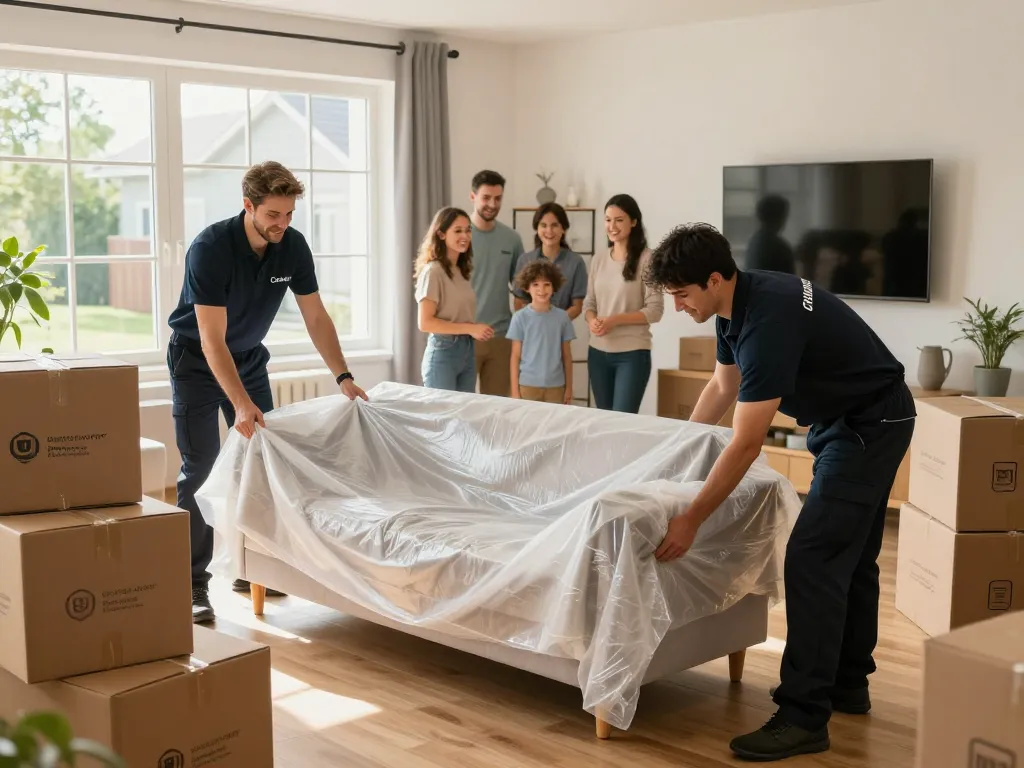 Professionelles Umzugsteam, das Möbel sorgfältig behandelt und die Expertise von Umzugsunternehmen Hannover in der Umzugsbranche zeigt.
