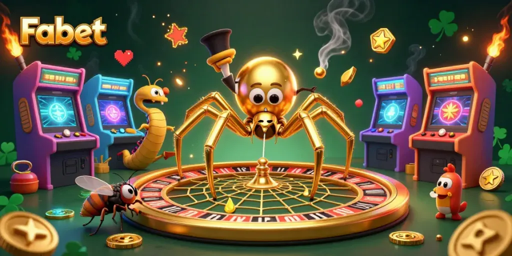 Engage with Fabet's thrilling betting experience in a vibrant and colorful casino scene.
