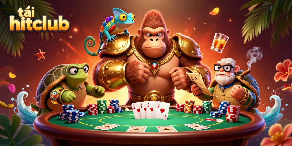 Engage in exciting gameplay by tải hitclub with our powerful characters in a vibrant casino scene.
