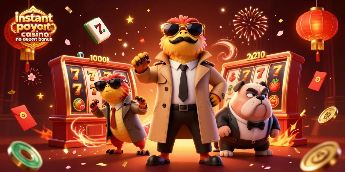 Win big with instant payout casino no deposit bonus at a cartoon casino scene featuring humorous raptors.